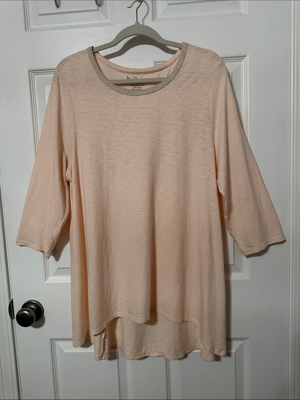 Chico's Peach Metallic Trim Top